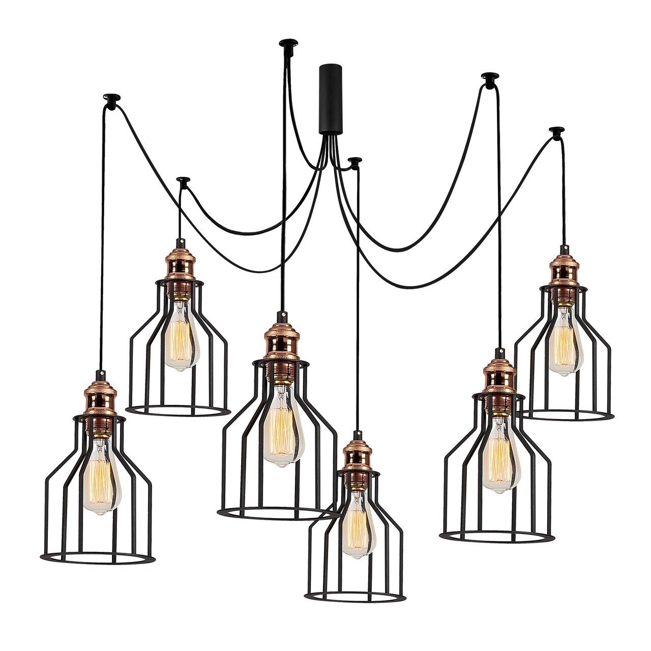 Candelabru Alacati N-1091, Noor, 110 x 137 cm, 6 x E27, 100W, negru - imagine 5